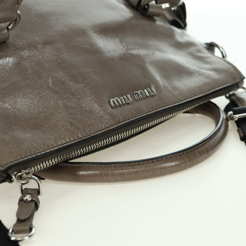 【日本直送】Miu Miu 手提包 真皮 兩用 棕色 銀色 正品 176201SAM-5