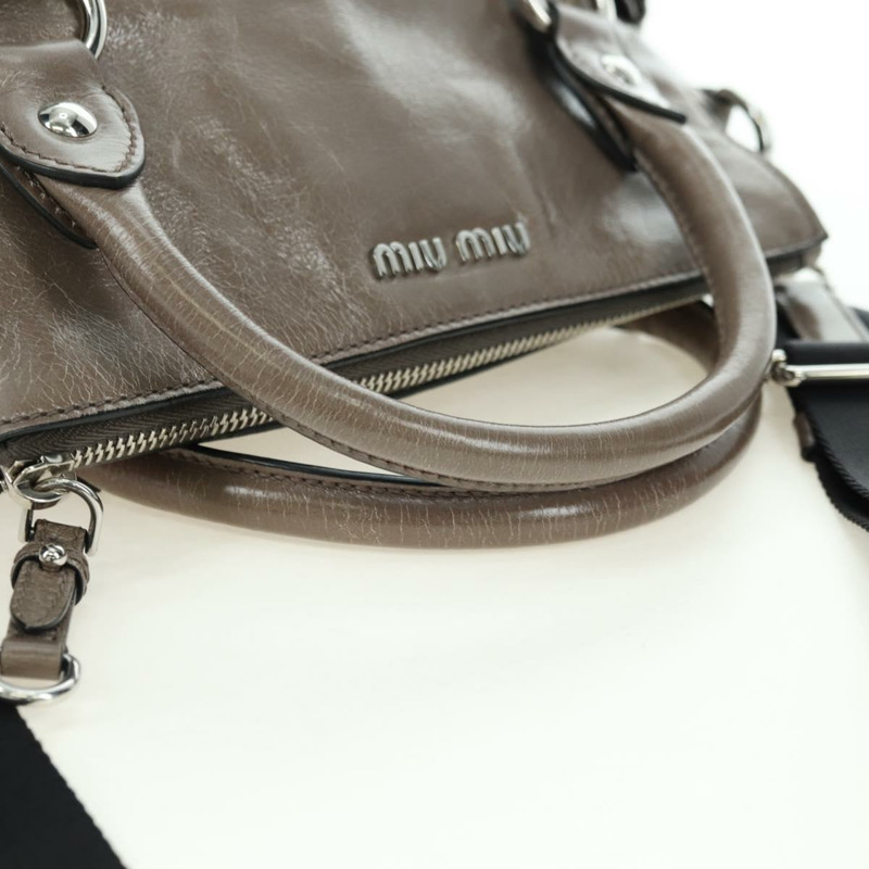 【日本直送】Miu Miu 手提包 真皮 兩用 棕色 銀色 正品 176201SAM-6