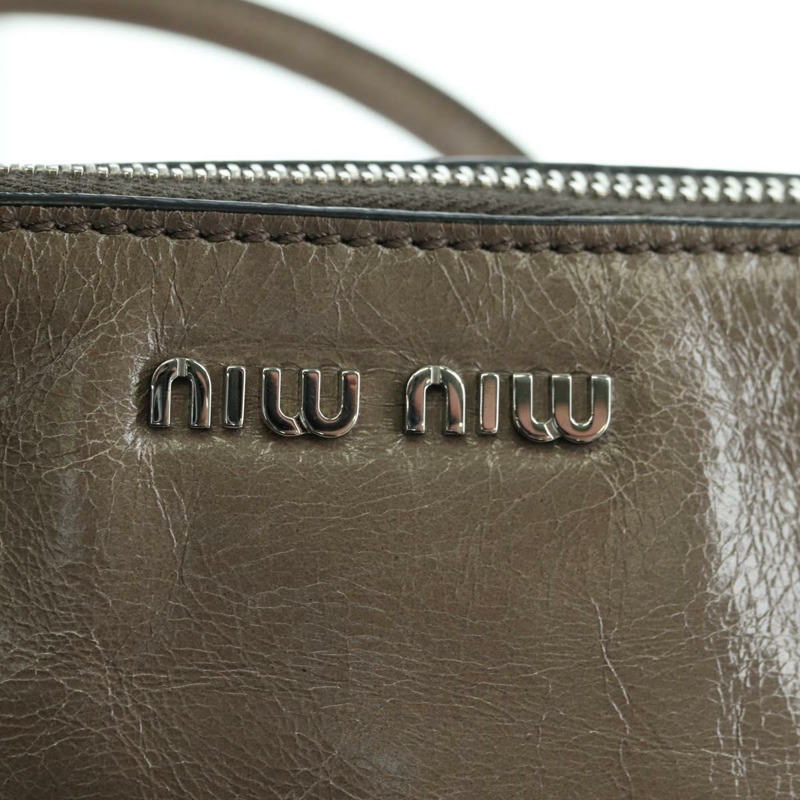【日本直送】Miu Miu 手提包 真皮 兩用 棕色 銀色 正品 176201SAM-18