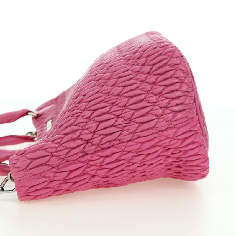 【日本直送】Miu Miu Matelasse 水晶手提包 皮革 兩用 粉紅色銀色 RN0896 正品 am11397M-2