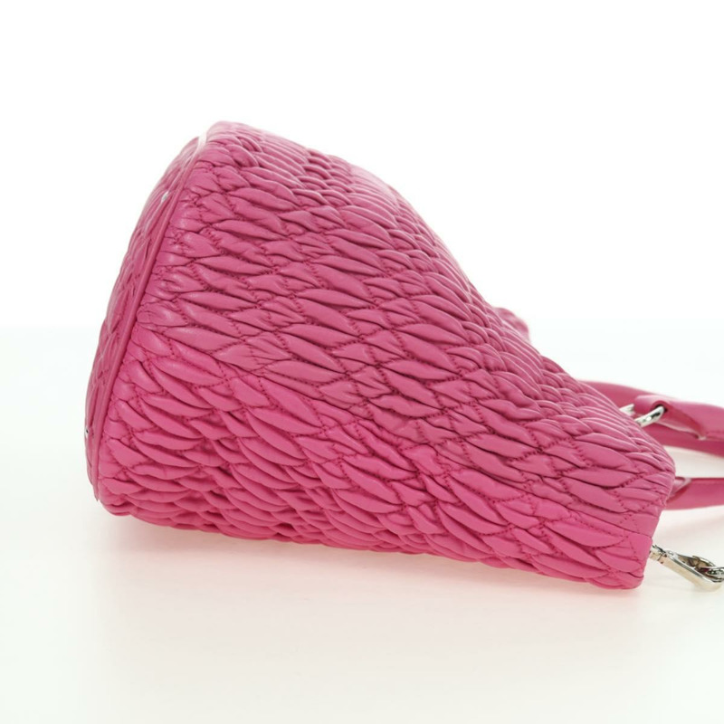 【日本直送】Miu Miu Matelasse 水晶手提包 皮革 兩用 粉紅色銀色 RN0896 正品 am11397M-3