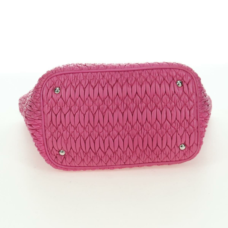 【日本直送】Miu Miu Matelasse 水晶手提包 皮革 兩用 粉紅色銀色 RN0896 正品 am11397M-4