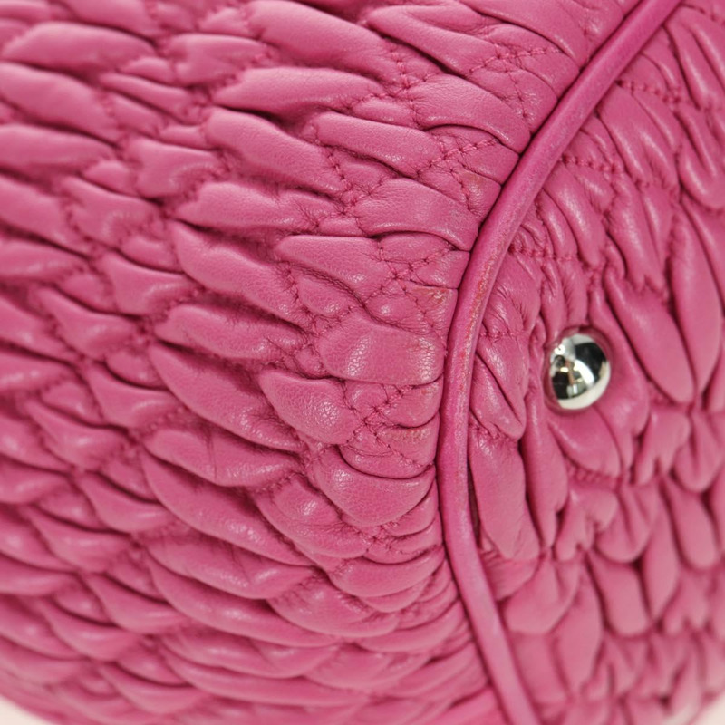 【日本直送】Miu Miu Matelasse 水晶手提包 皮革 兩用 粉紅色銀色 RN0896 正品 am11397M-17