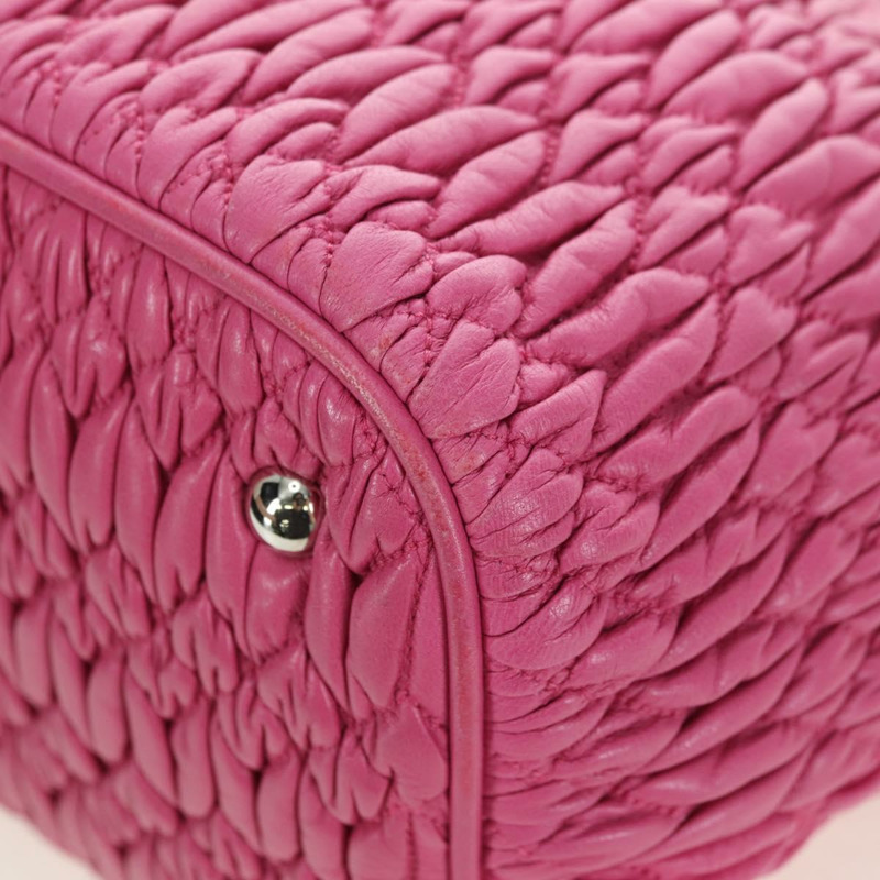 【日本直送】Miu Miu Matelasse 水晶手提包 皮革 兩用 粉紅色銀色 RN0896 正品 am11397M-18