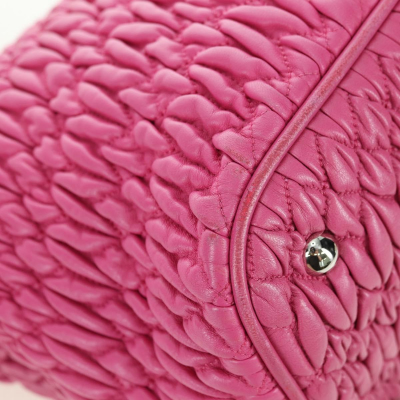 【日本直送】Miu Miu Matelasse 水晶手提包 皮革 兩用 粉紅色銀色 RN0896 正品 am11397M-19