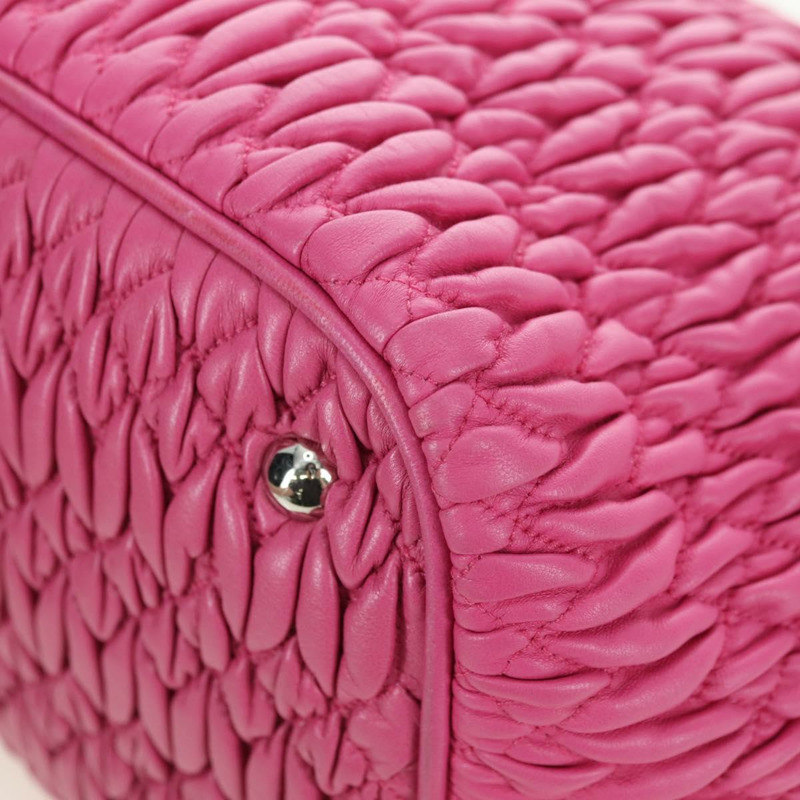 【日本直送】Miu Miu Matelasse 水晶手提包 皮革 兩用 粉紅色銀色 RN0896 正品 am11397M-20