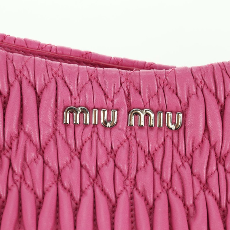 【日本直送】Miu Miu Matelasse 水晶手提包 皮革 兩用 粉紅色銀色 RN0896 正品 am11397M-21