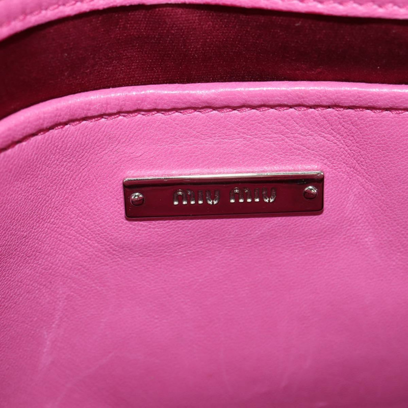 【日本直送】Miu Miu Matelasse 水晶手提包 皮革 兩用 粉紅色銀色 RN0896 正品 am11397M-22