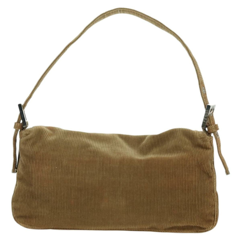 【日本直送】FENDI Mamma Baguette 單肩包 燈芯絨 棕色 銀色 正品 176274SAV-1