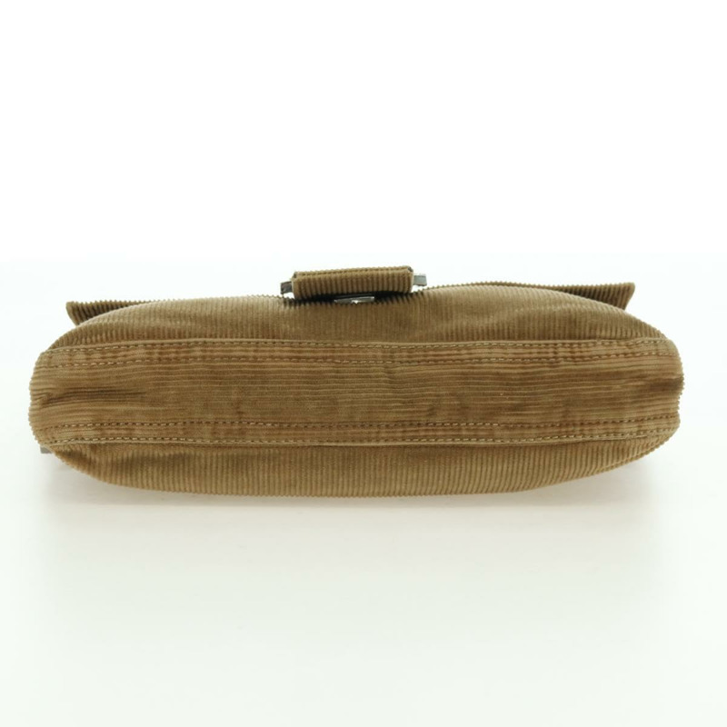 【日本直送】FENDI Mamma Baguette 單肩包 燈芯絨 棕色 銀色 正品 176274SAV-4