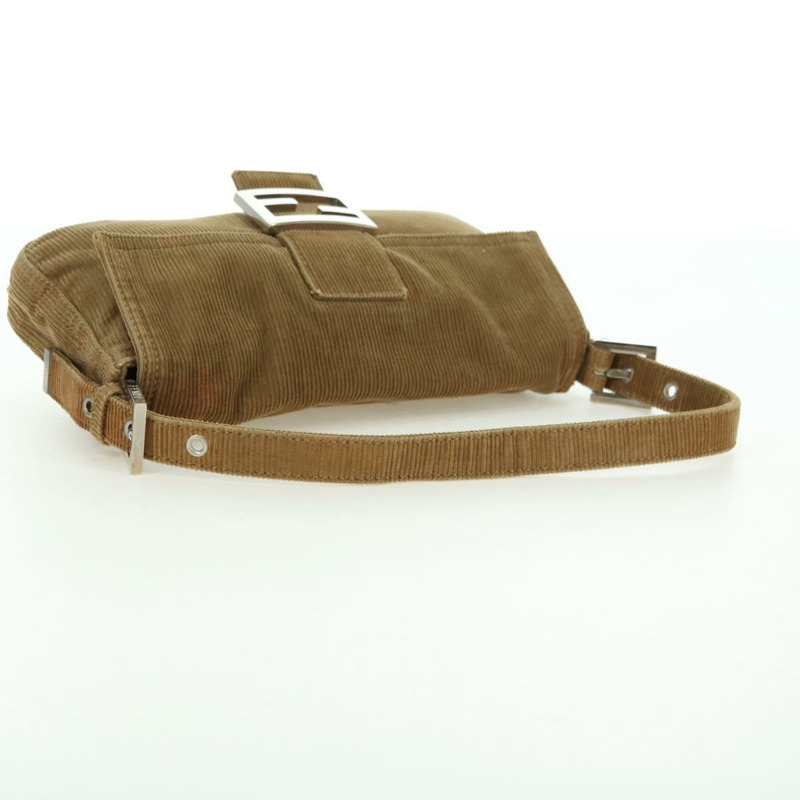 【日本直送】FENDI Mamma Baguette 單肩包 燈芯絨 棕色 銀色 正品 176274SAV-6