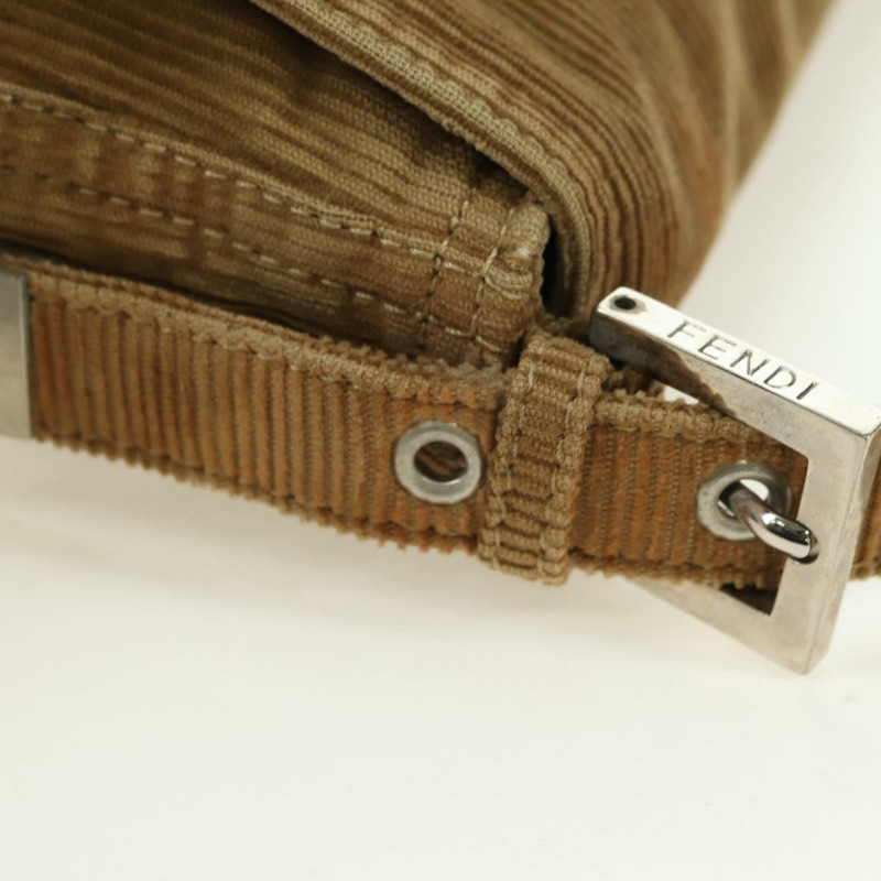 【日本直送】FENDI Mamma Baguette 單肩包 燈芯絨 棕色 銀色 正品 176274SAV-7