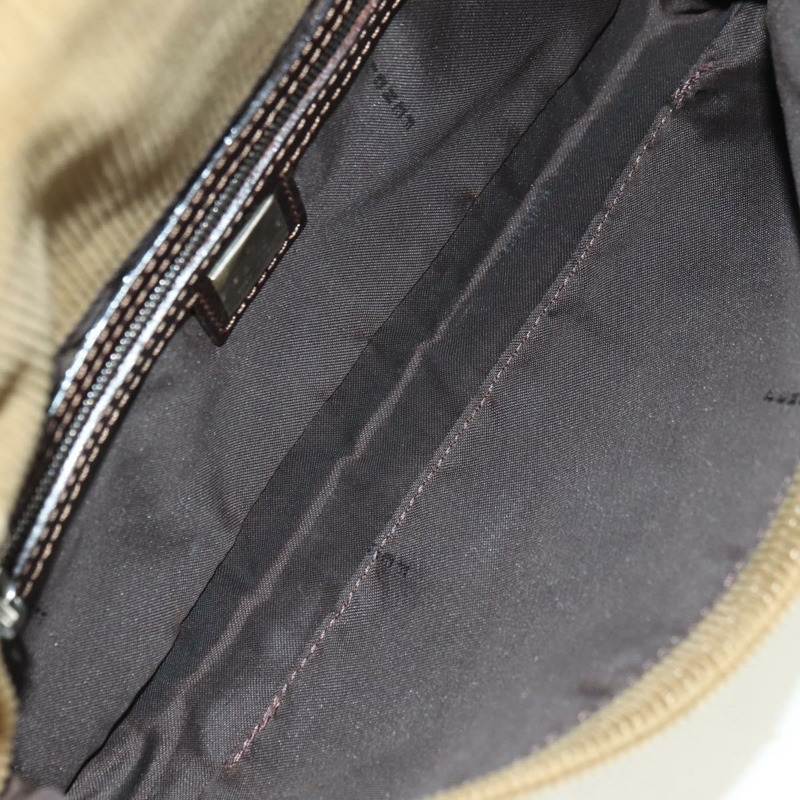 【日本直送】FENDI Mamma Baguette 單肩包 燈芯絨 棕色 銀色 正品 176274SAV-9