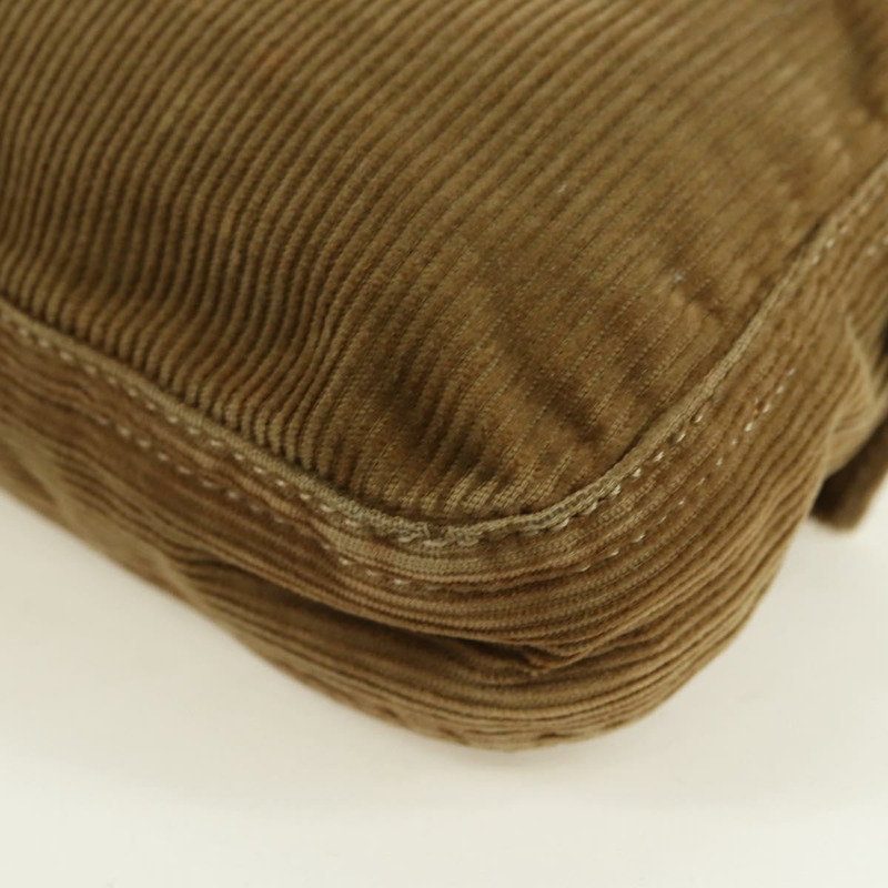 【日本直送】FENDI Mamma Baguette 單肩包 燈芯絨 棕色 銀色 正品 176274SAV-16