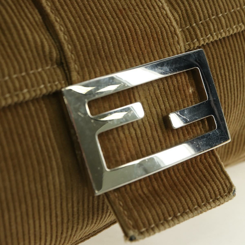 【日本直送】FENDI Mamma Baguette 單肩包 燈芯絨 棕色 銀色 正品 176274SAV-17