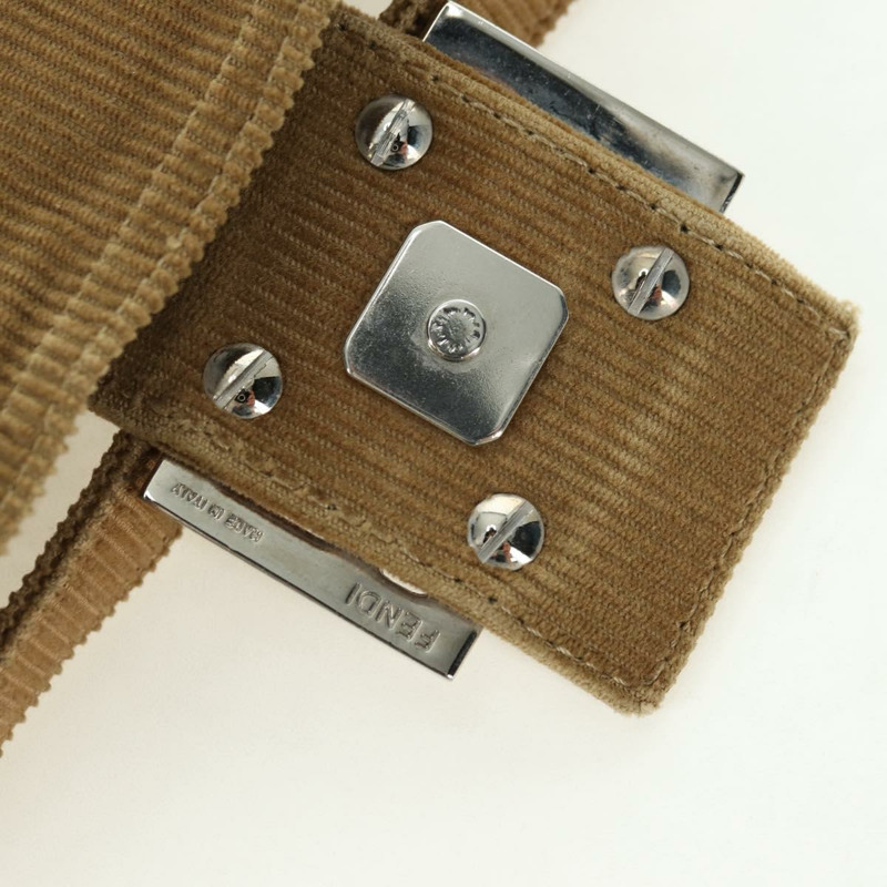 【日本直送】FENDI Mamma Baguette 單肩包 燈芯絨 棕色 銀色 正品 176274SAV-19