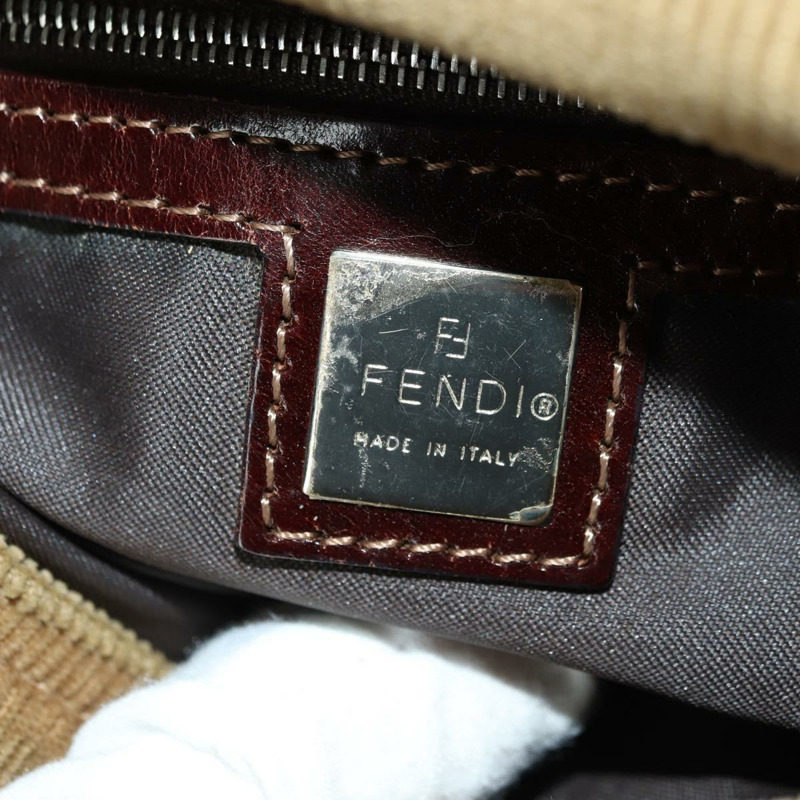 【日本直送】FENDI Mamma Baguette 單肩包 燈芯絨 棕色 銀色 正品 176274SAV-20