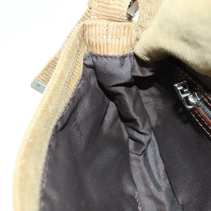 【日本直送】FENDI Mamma Baguette 單肩包 燈芯絨 棕色 銀色 正品 176274SAV-22
