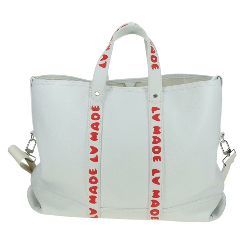 【日本直送】路易威登 LV MADE NIGO 拉桿手提包 白色皮革 M59366 正品 176973SM-1