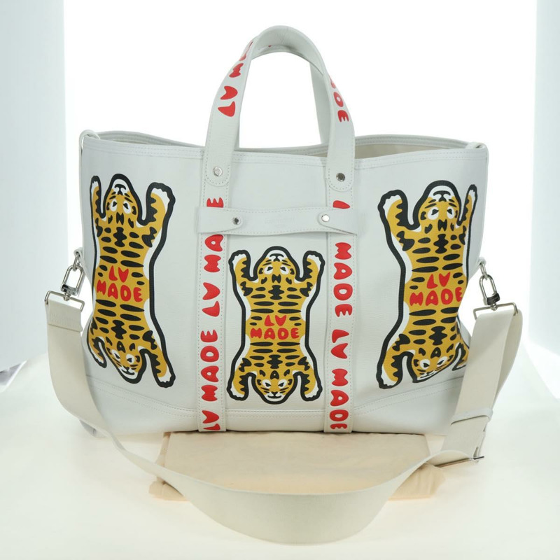 【日本直送】路易威登 LV MADE NIGO 拉桿手提包 白色皮革 M59366 正品 176973SM-11