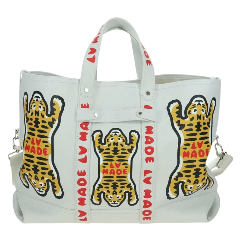 【日本直送】路易威登 LV MADE NIGO 拉桿手提包 白色皮革 M59366 正品 176973SM-12