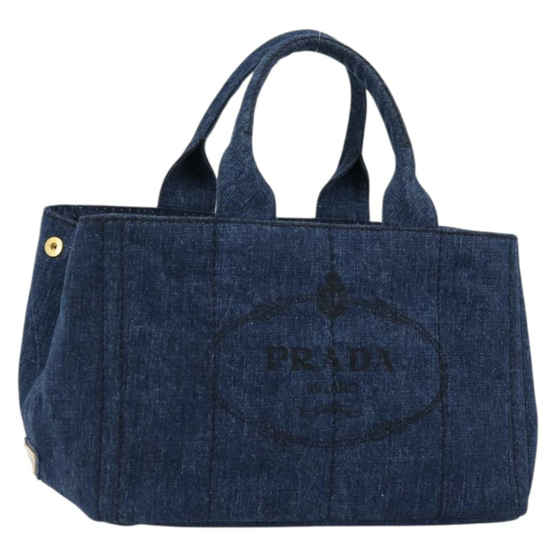 【日本直送】PRADA Canapa MM 手提包 牛仔藍 金色 正品 ep14070A-0