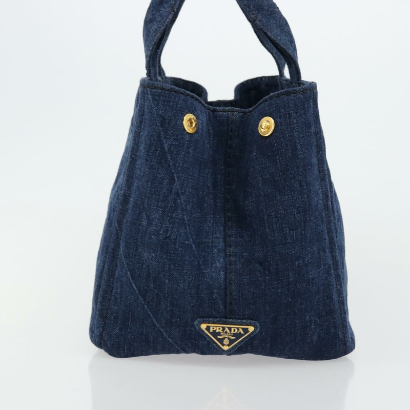 【日本直送】PRADA Canapa MM 手提包 牛仔藍 金色 正品 ep14070A-2