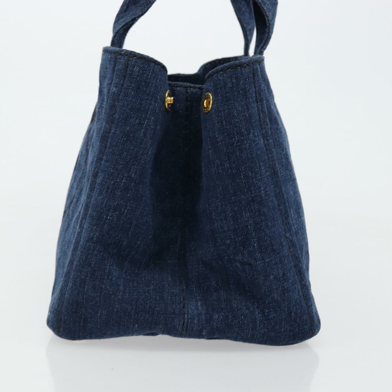 【日本直送】PRADA Canapa MM 手提包 牛仔藍 金色 正品 ep14070A-3