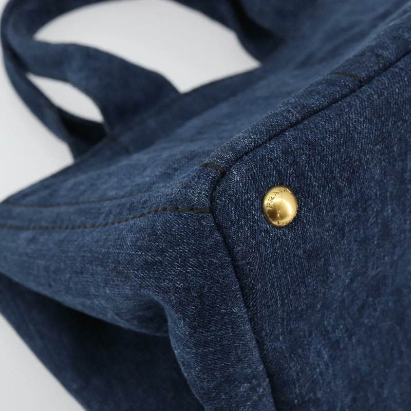 【日本直送】PRADA Canapa MM 手提包 牛仔藍 金色 正品 ep14070A-7