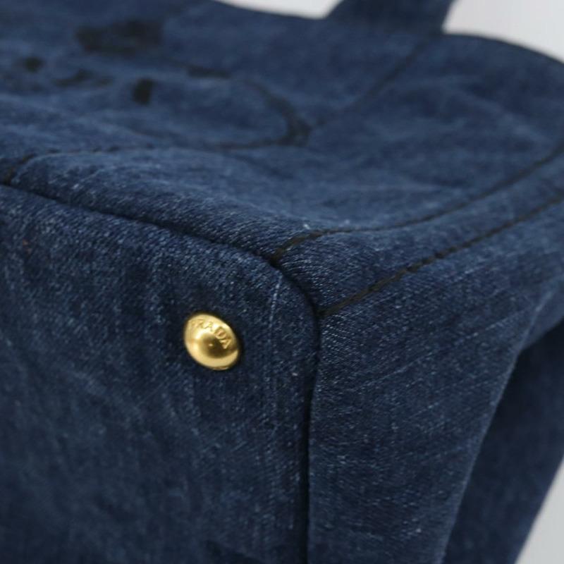 【日本直送】PRADA Canapa MM 手提包 牛仔藍 金色 正品 ep14070A-14