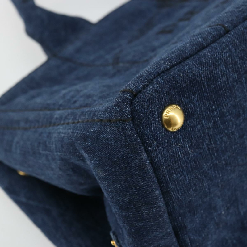 【日本直送】PRADA Canapa MM 手提包 牛仔藍 金色 正品 ep14070A-15