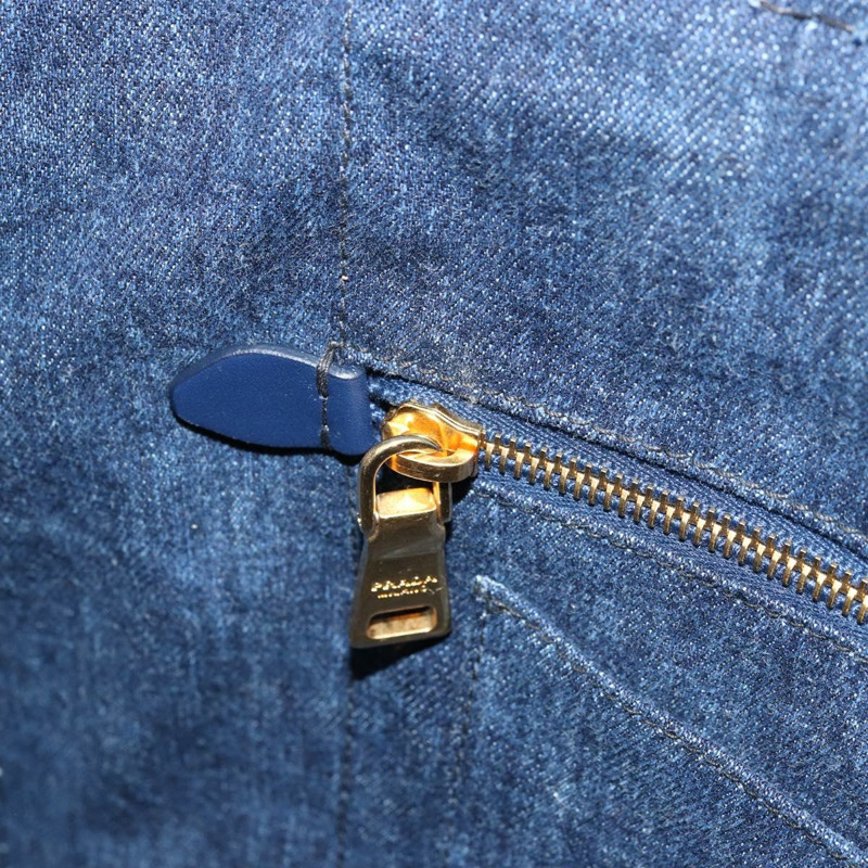 【日本直送】PRADA Canapa MM 手提包 牛仔藍 金色 正品 ep14070A-20