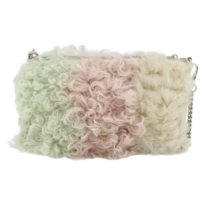 【日本直送】Miu Miu 鏈條單肩包 毛絨 粉紅色 白色 綠色 正品 168873A-1
