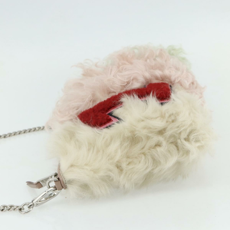 【日本直送】Miu Miu 鏈條單肩包 毛絨 粉紅色 白色 綠色 正品 168873A-2