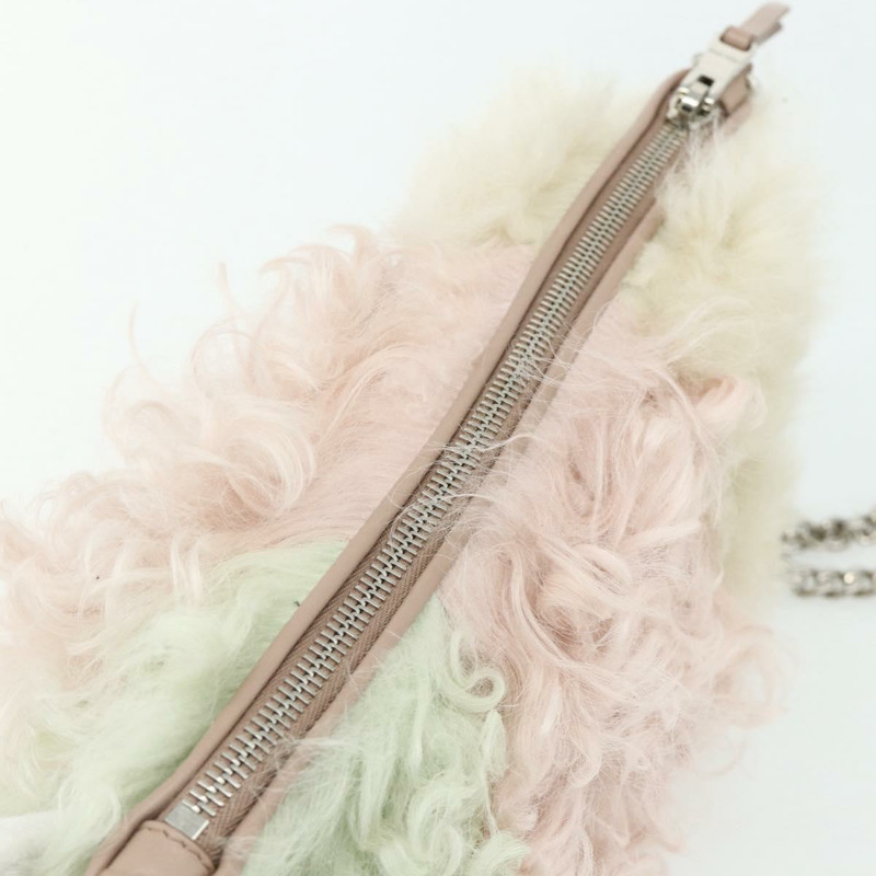 【日本直送】Miu Miu 鏈條單肩包 毛絨 粉紅色 白色 綠色 正品 168873A-5