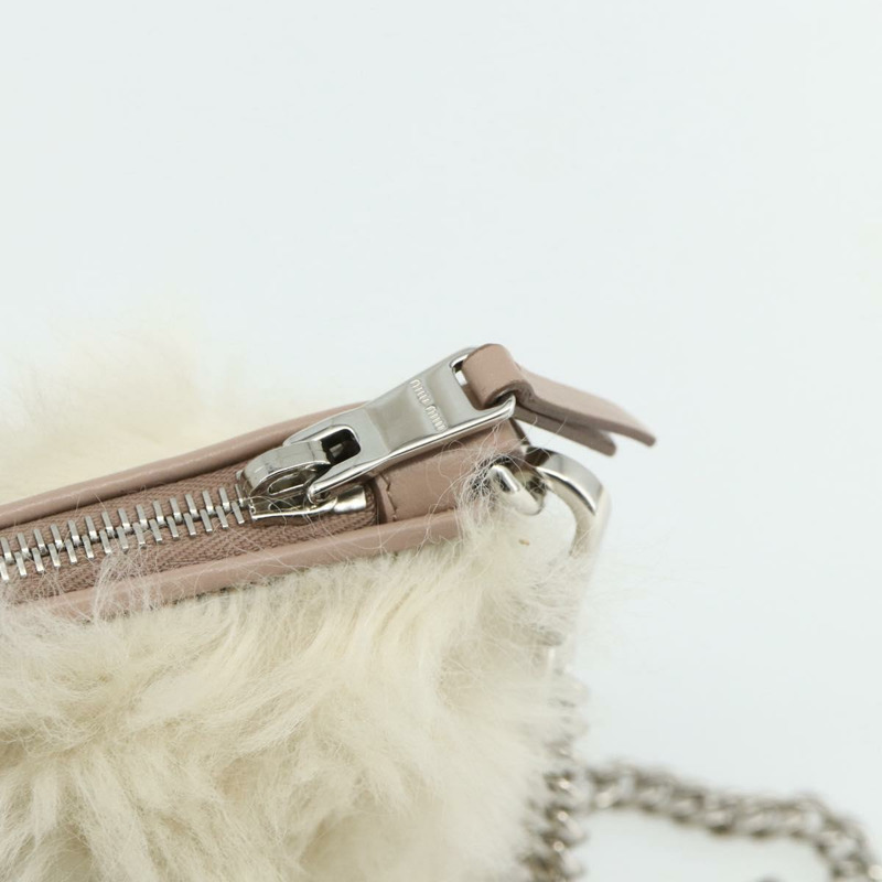 【日本直送】Miu Miu 鏈條單肩包 毛絨 粉紅色 白色 綠色 正品 168873A-8