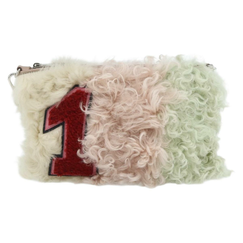 【日本直送】Miu Miu 鏈條單肩包 毛絨 粉紅色 白色 綠色 正品 168873A-12