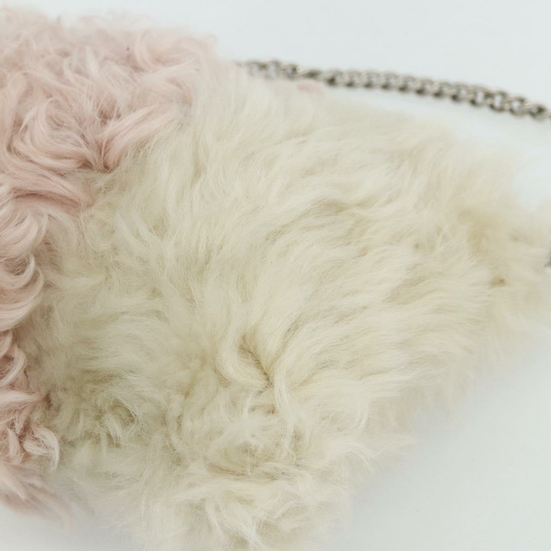 【日本直送】Miu Miu 鏈條單肩包 毛絨 粉紅色 白色 綠色 正品 168873A-15