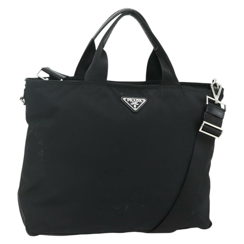 【日本直送】PRADA 尼龍雙肩手提包 黑色 銀色 正品 ep14390A-0