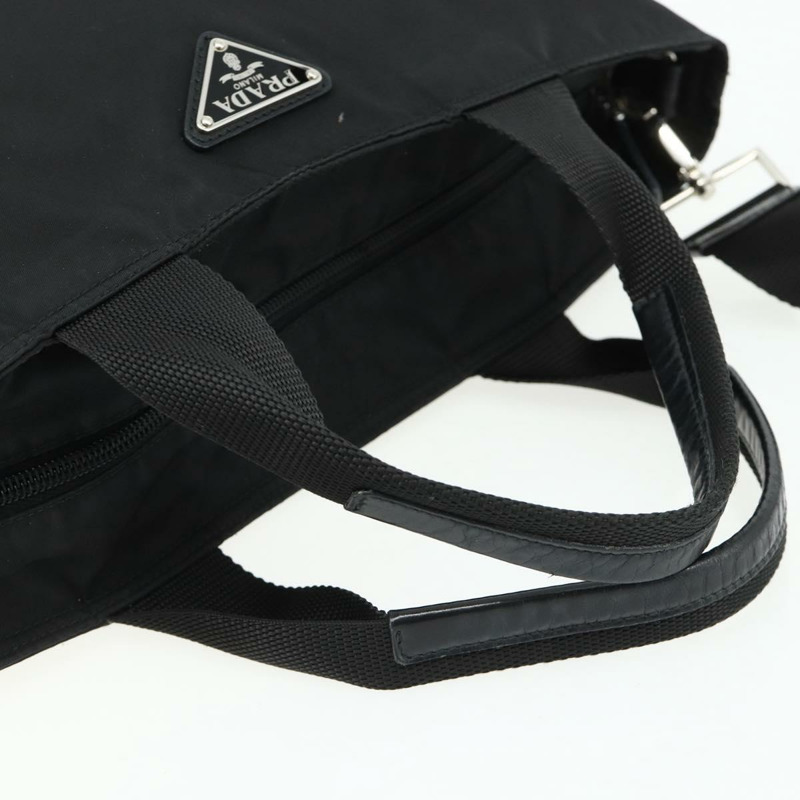 【日本直送】PRADA 尼龍雙肩手提包 黑色 銀色 正品 ep14390A-6