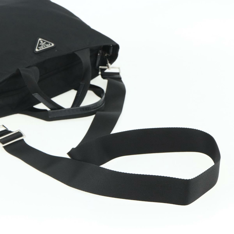 【日本直送】PRADA 尼龍雙肩手提包 黑色 銀色 正品 ep14390A-7