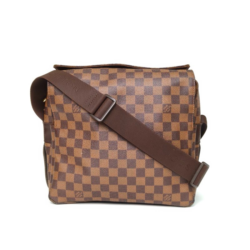 LOUIS VUITTON 棕色棋盤格PVC金扣2010男士郵差包斜挎包肩背包-0