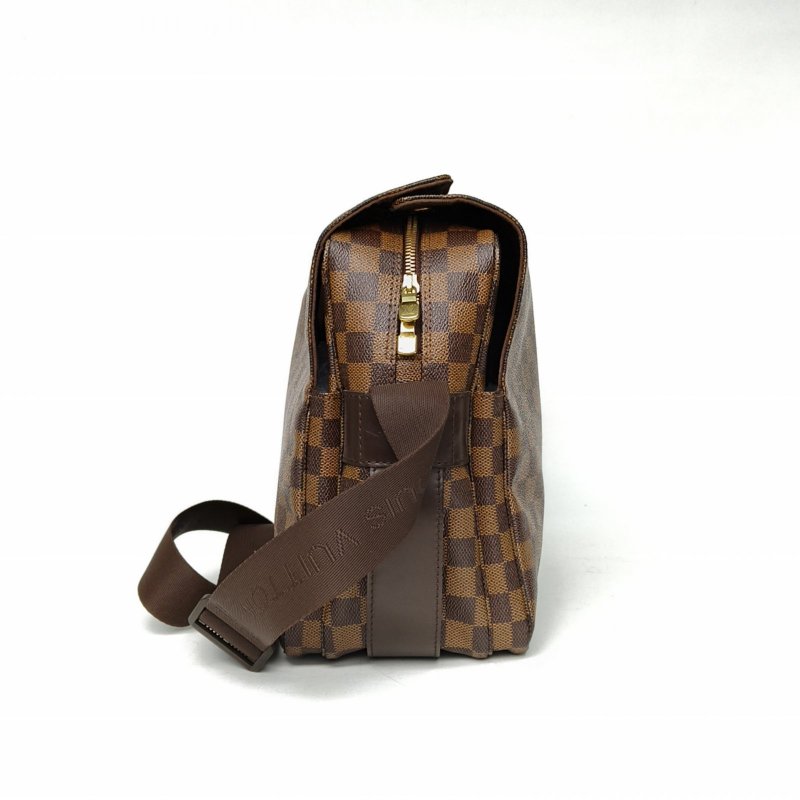 LOUIS VUITTON 棕色棋盤格PVC金扣2010男士郵差包斜挎包肩背包-3