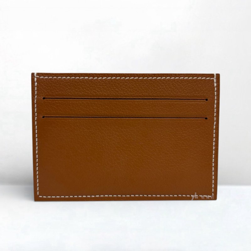 S5190-Hermes卡片夾 金棕Gold牛皮Evercolor絲巾卡片夾-3