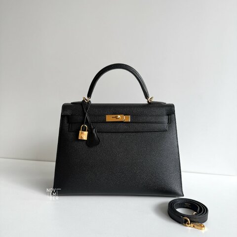 99新🆕 全配有購證🙌🏻 Hermès 愛馬仕 Kelly 32 黑色金釦