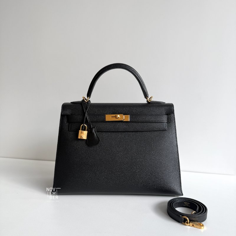 99新🆕 全配有購證🙌🏻 Hermès 愛馬仕 Kelly 32 黑色金釦-0