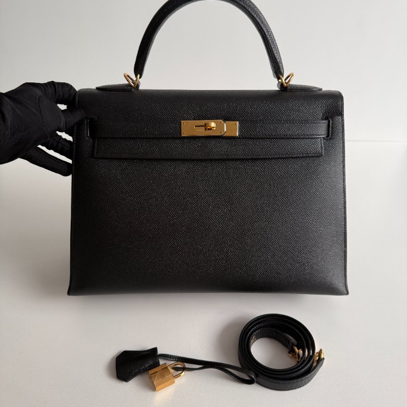 99新🆕 全配有購證🙌🏻 Hermès 愛馬仕 Kelly 32 黑色金釦-8