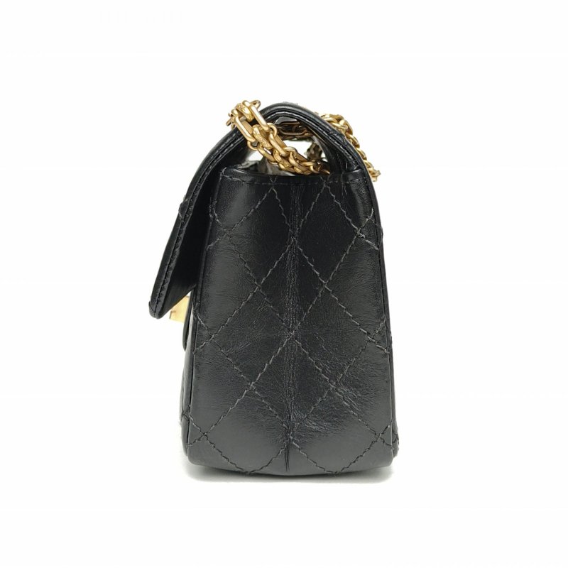CHANEL 2.55口蓋包迷你黑色牛皮29開金扣肩背包-1