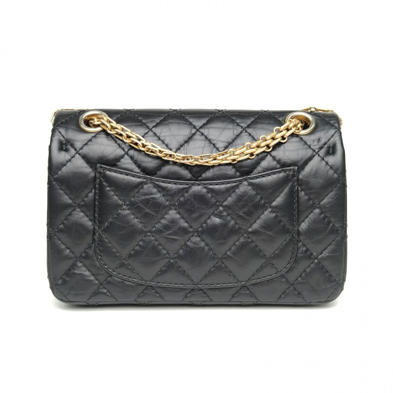 CHANEL 2.55口蓋包迷你黑色牛皮29開金扣肩背包-2