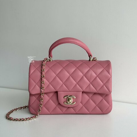 95新🆕 Chanel 香奈兒 mini CF handle 粉色金釦
